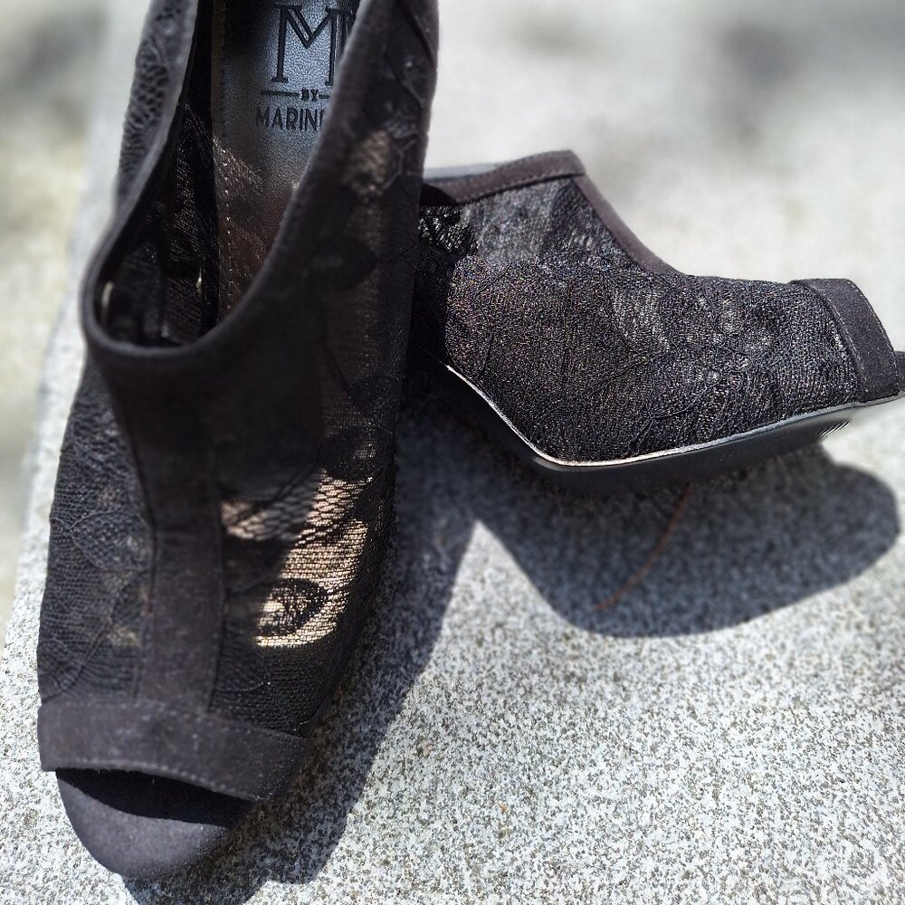 M by Marinelli Women's Black Lace Open Toe Heel